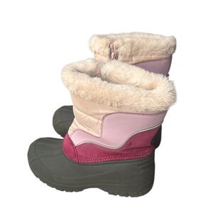 Totes Cozy Pink Faux Fur Winter Boots Zip Side Weather Proof - Size 6